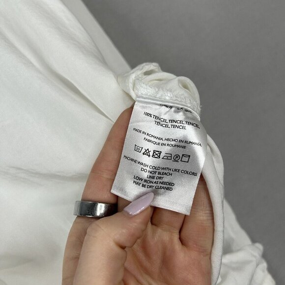 Maeve Anthro Womens Top Extra Small White Button Front Shirt Knot Tie Blouse - Picture 11 of 14